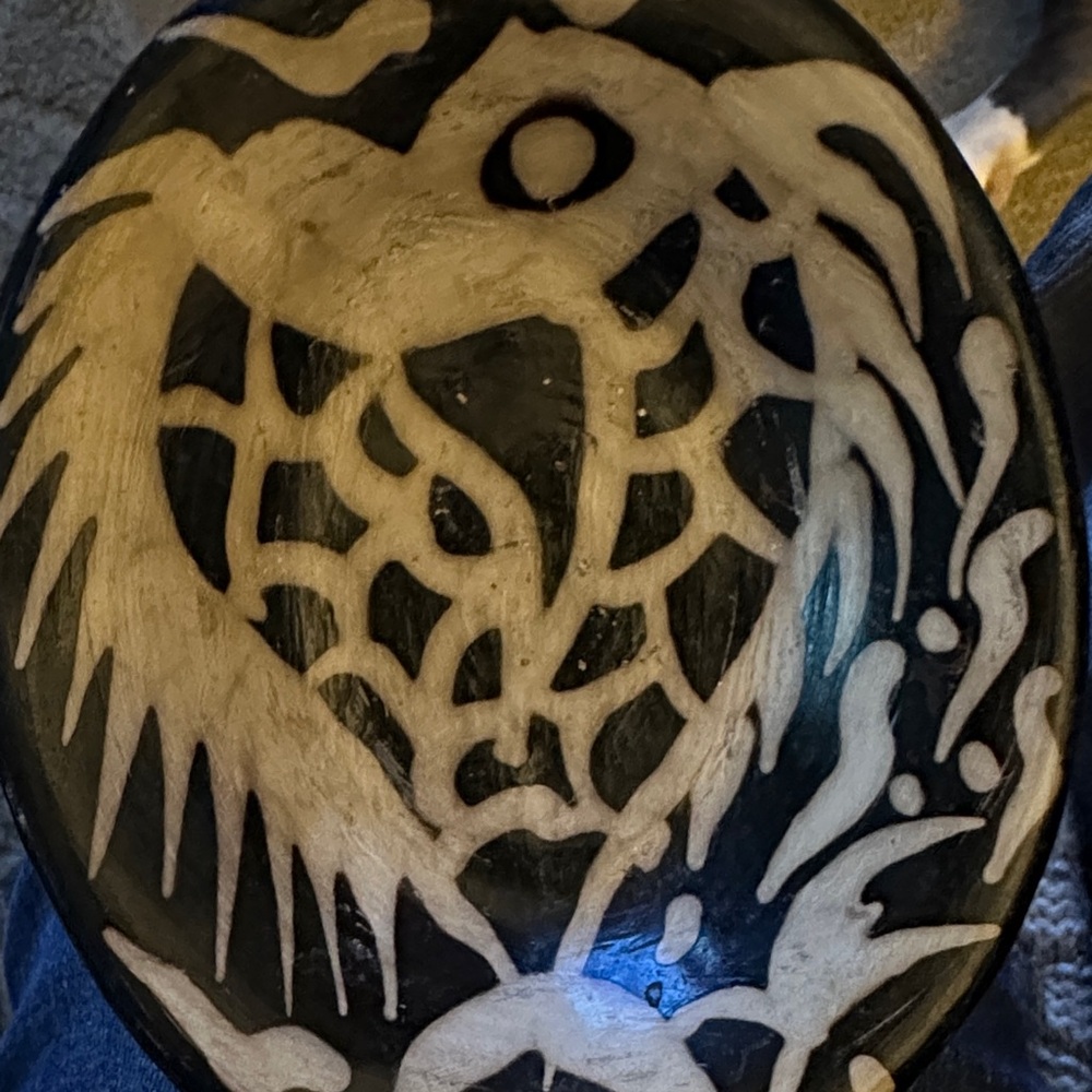 Intricate Black and Cream Decorative Bowl